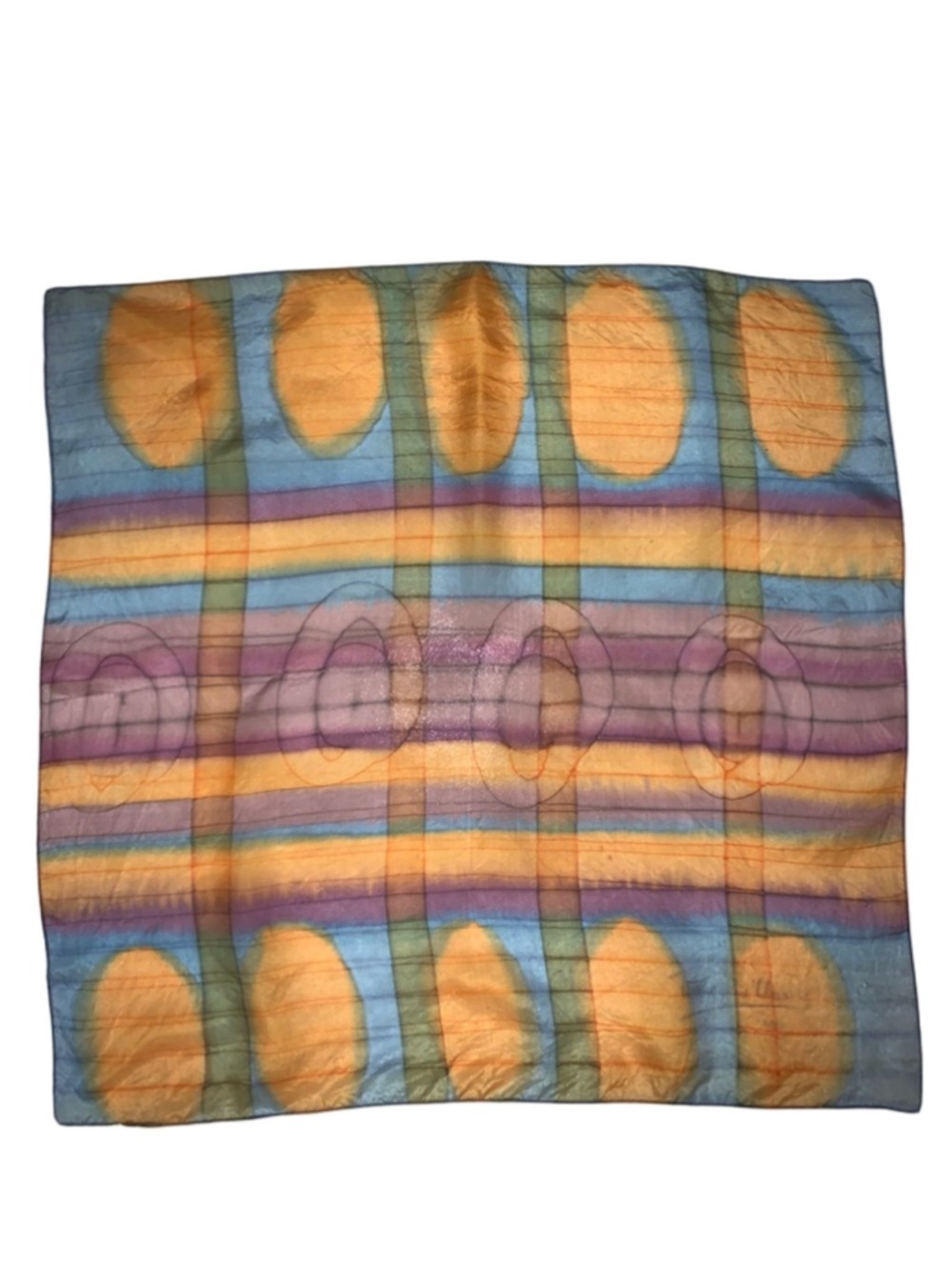 Women's Unbranded Orange Blue Plaid silk Scarf One Size